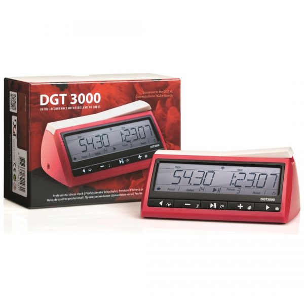 Relógio digital de xadrez DGT 3000 vermelho com botões pretos